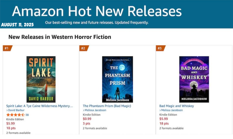 Bad Magic and Whiskey Amazon Hot New Releases ranking in Western Horror Fiction